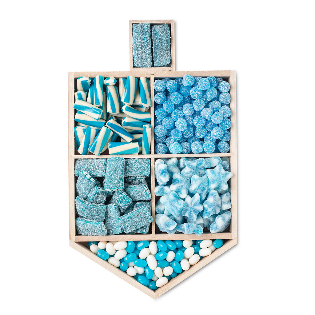 Wooden Dreidel Platter, Blue Candy