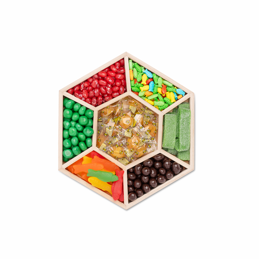 Rosh Hashana Wooden Hexagon Tray, SMALL