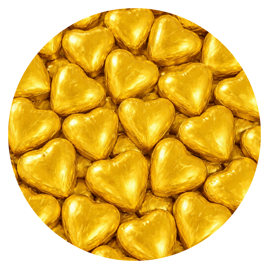Foil Wrapped Chocolate Hearts, Gold - Pack of 20