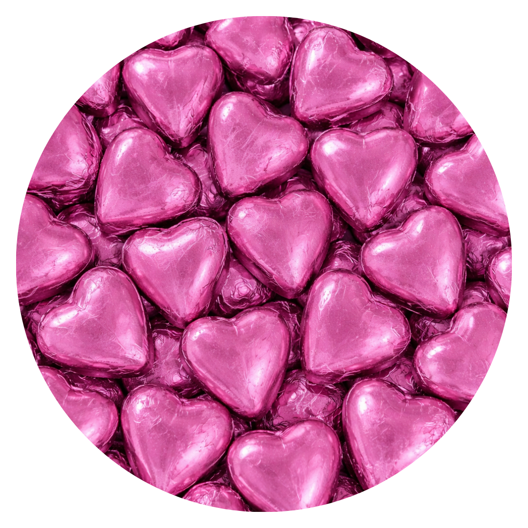 Foil Wrapped Chocolate Hearts, Pink - Pack of 20