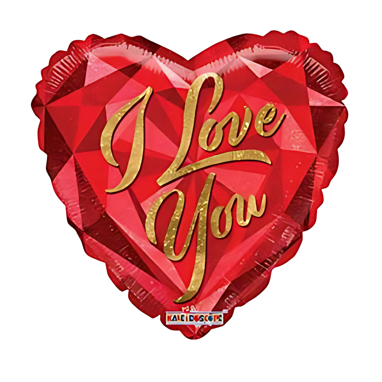 I Love You Balloon - Heart Shape - Gold Letters & Crystal Design