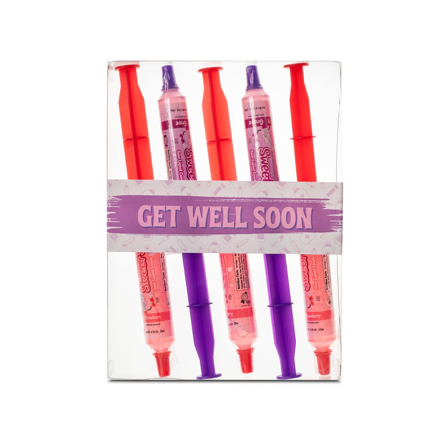 Get Well Soon Sweet Shot Box, Red & Purple