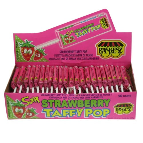 Paskesz Sour Strawberry Taffy Pop