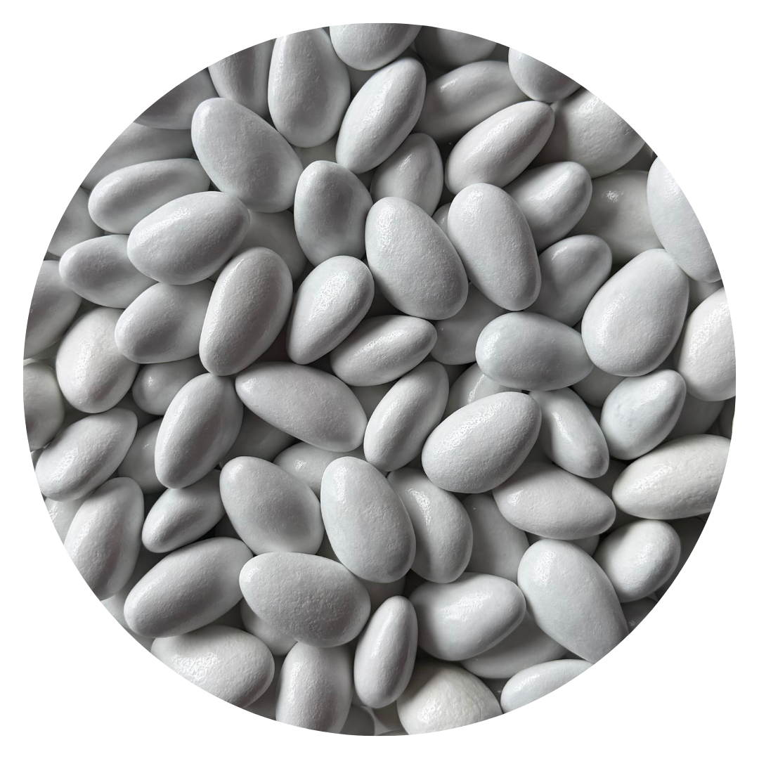 White Candy Coated Chocolate Almonds
