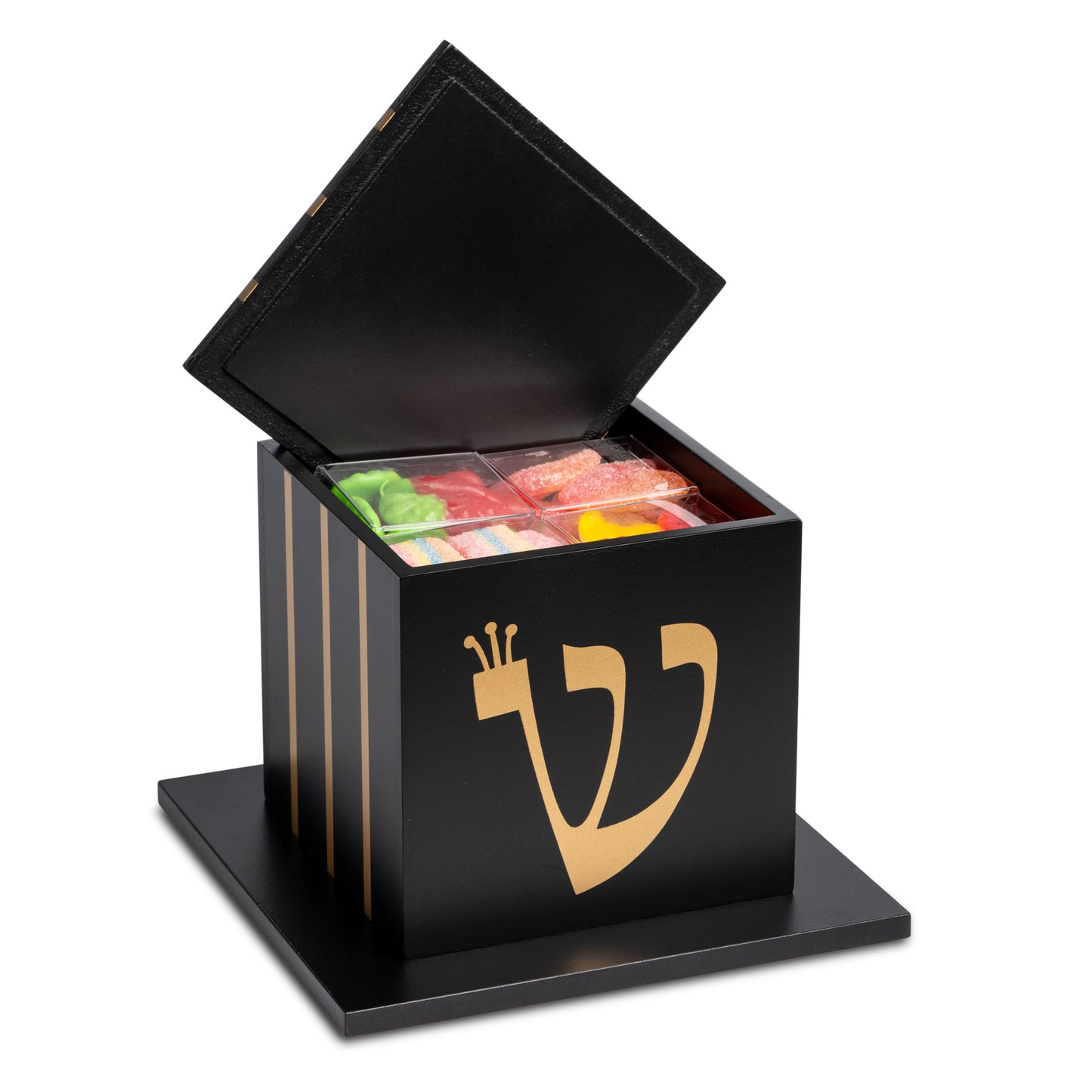 Wood Tefillin Box with Candy Cubes