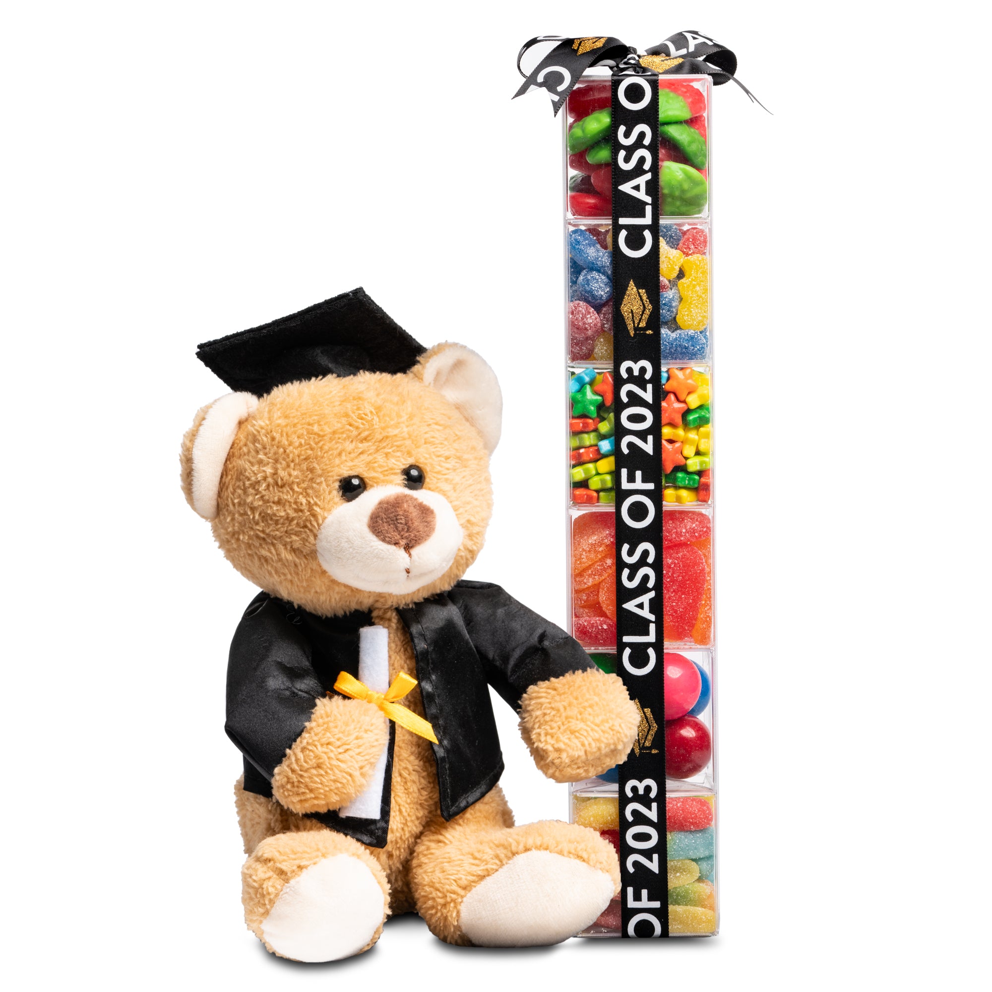Graduation Stack with Teddy- 6 cubes – Candy Catchers
