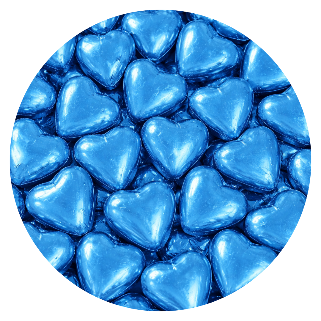Foil Wrapped Chocolate Hearts, Blue - Pack of 20