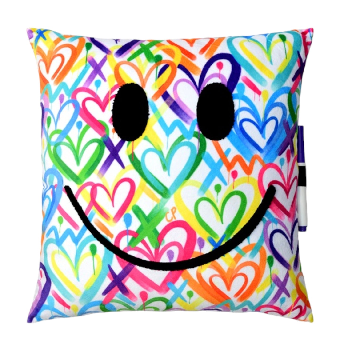 Hearts Smiley Autograph Pillow