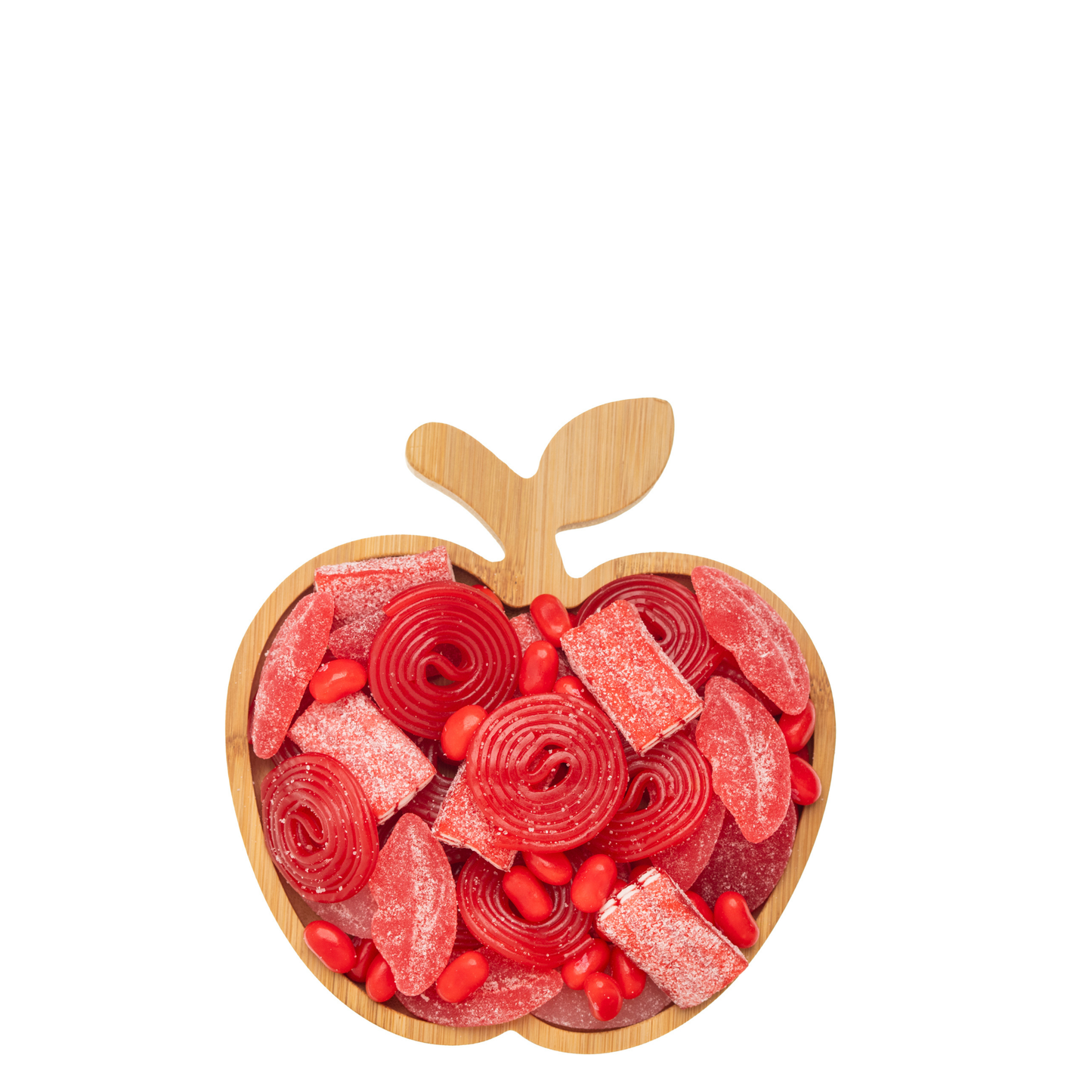 Small Wood Apple Tray, Red Candy