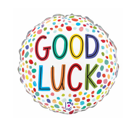 Good Luck Balloon - White and Colourful Dots