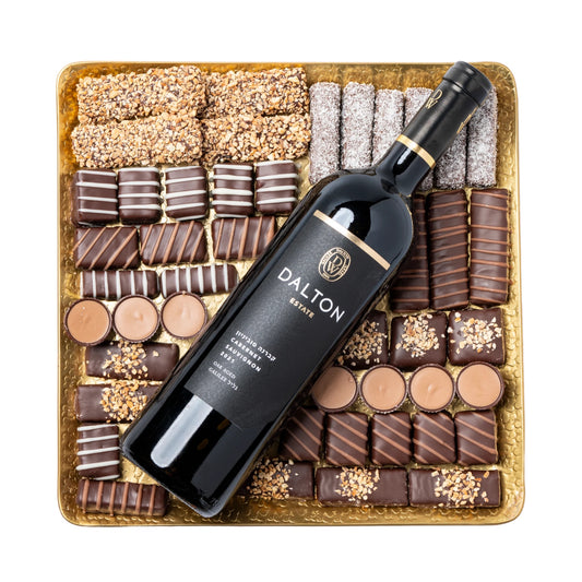 Large Chocolate Tray with Wine