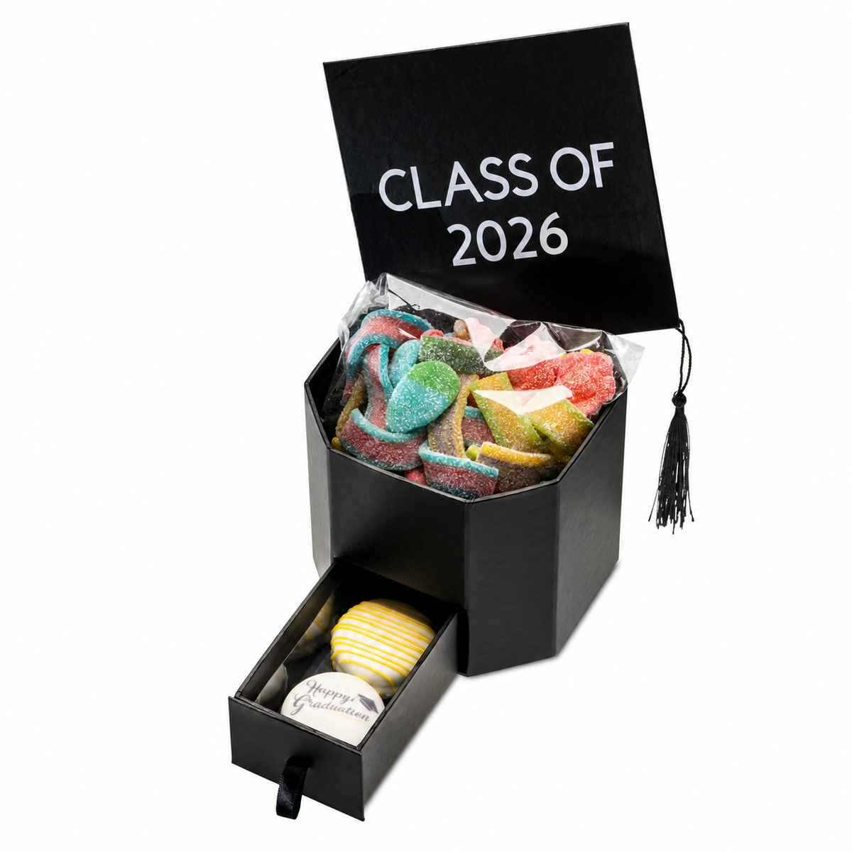 Grad Hat Box Graduation Hat Box Filled with Treats – Candy Catchers