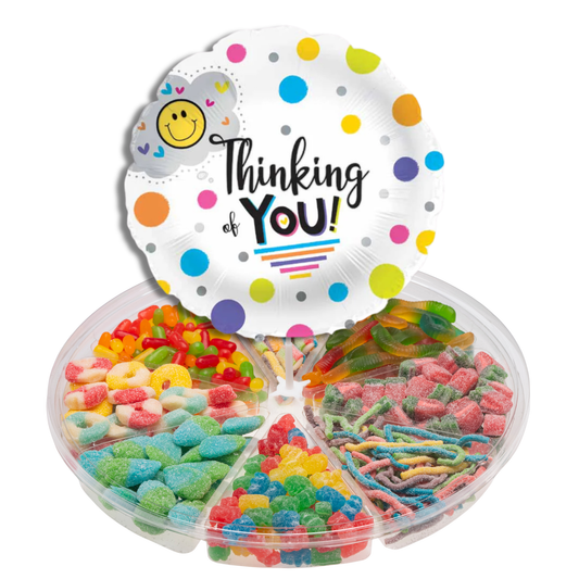 XL Candy Platter with "Thinking of You" Balloon