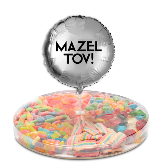 Large Platter with Silver Mazel Tov Balloon