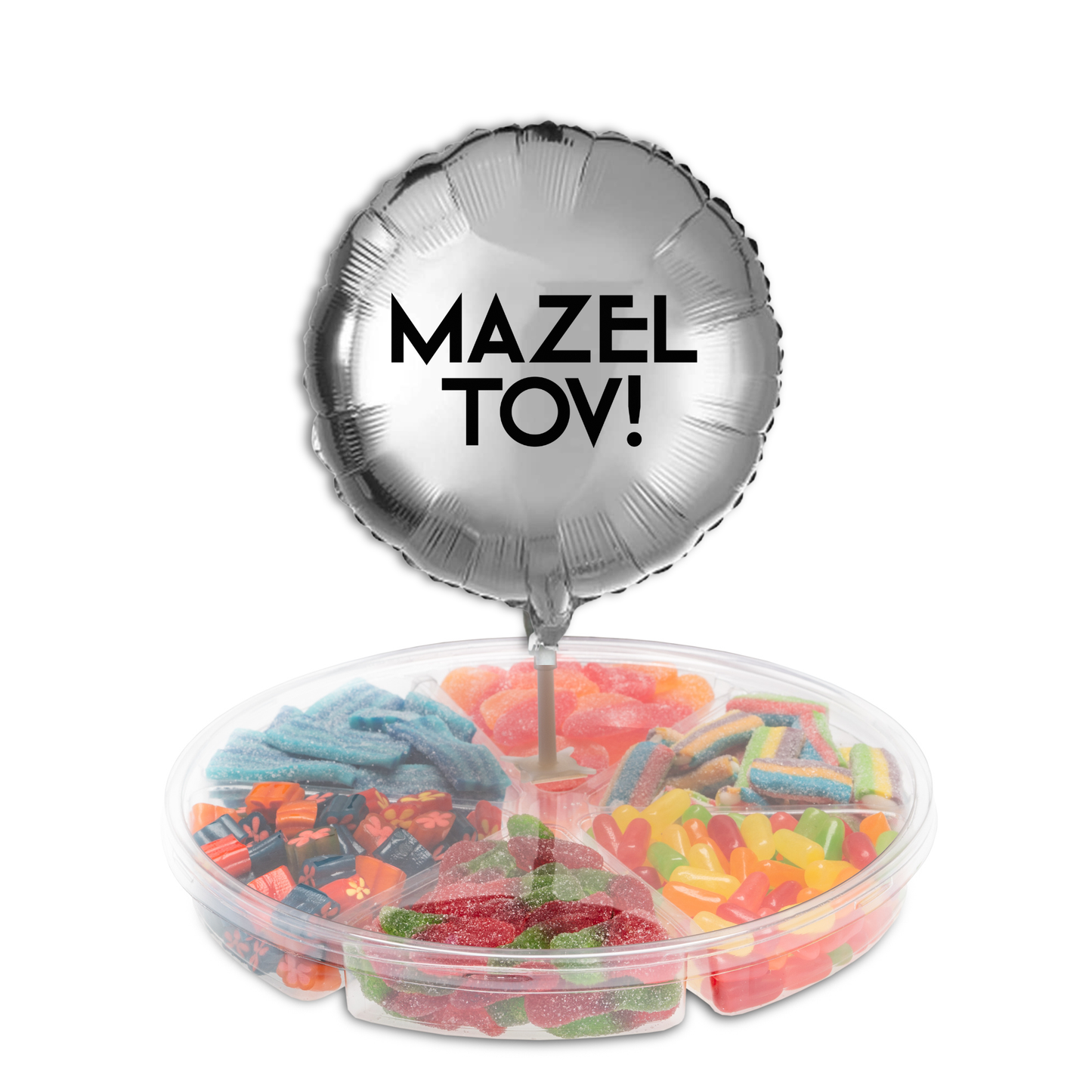 Medium Platter with Silver Mazel Tov Balloon