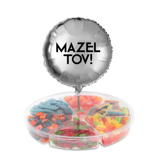 Medium Platter with Silver Mazel Tov Balloon