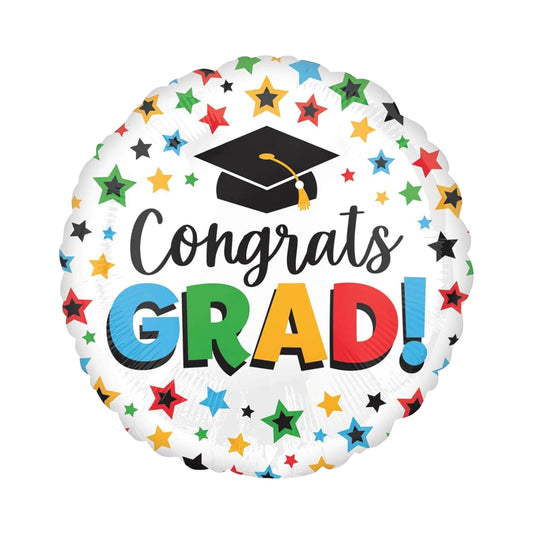 Congrats Grad Balloon, Multicoloured Stars