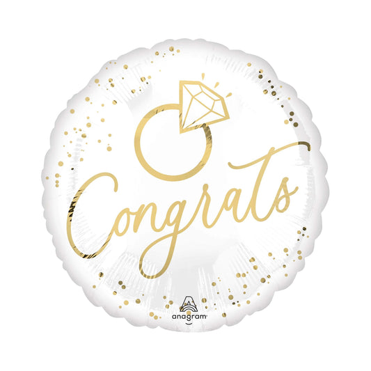 Congrats Engagement Ring Balloon - White and Gold