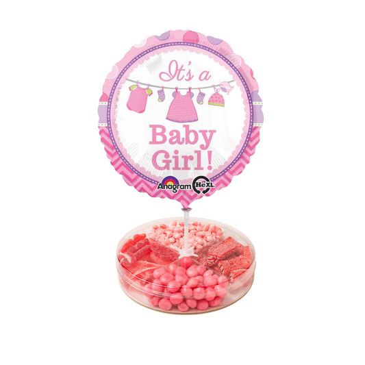 Small Platter with Baby Girl Balloon