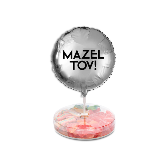 Small Platter with Silver Mazel Tov Balloon