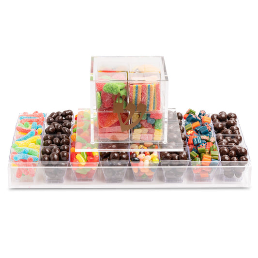 Acrylic Tray and Tefillin Box with Candy and Chocolate Mini Cups