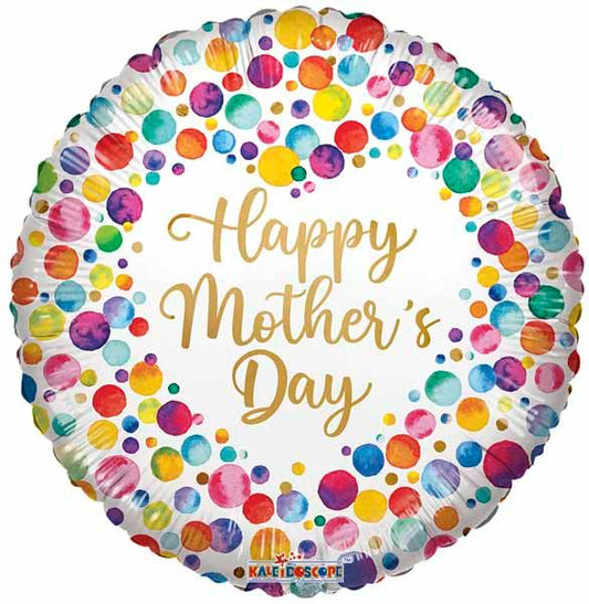 Happy Mother's Day Balloon - White BG, Colourful Bubbles