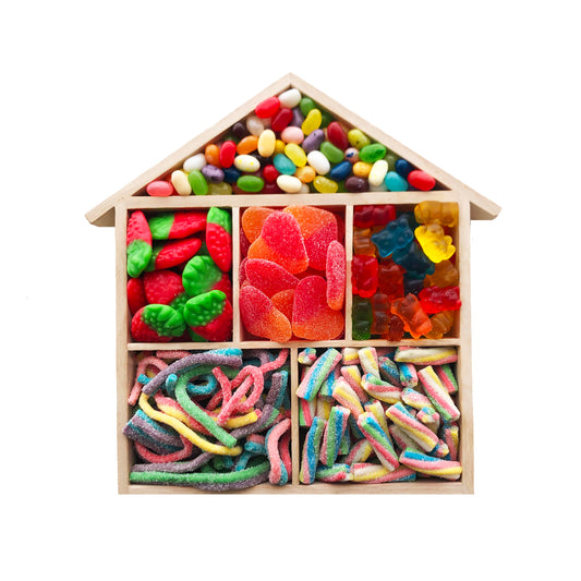 Wooden House Candy Tray, Small (6 section)