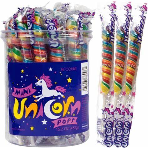 Rainbow Mini Unicorn Lollipop, Single Lollipop