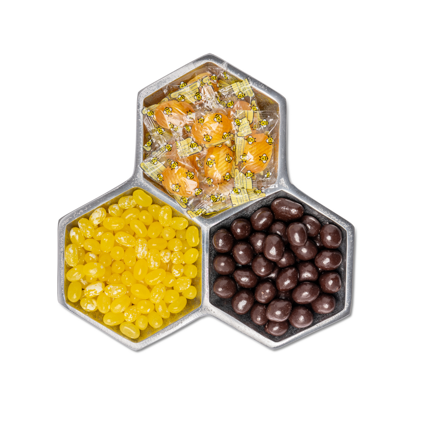 Rosh Hashana 3 section Hexagon Tray, Choose Your Candy