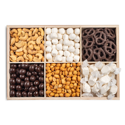 Rectangle Wooden tray, Nuts, Chocolate and Candy